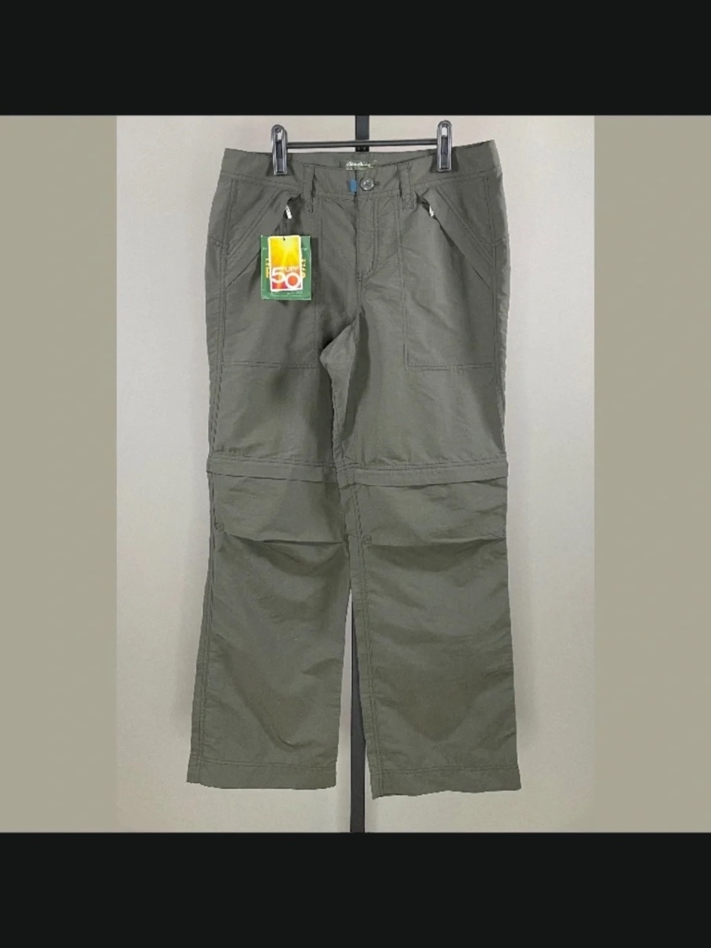 NEW Eddie Bauer Pants Womens 8 green ripstop convertible straight leg gorp